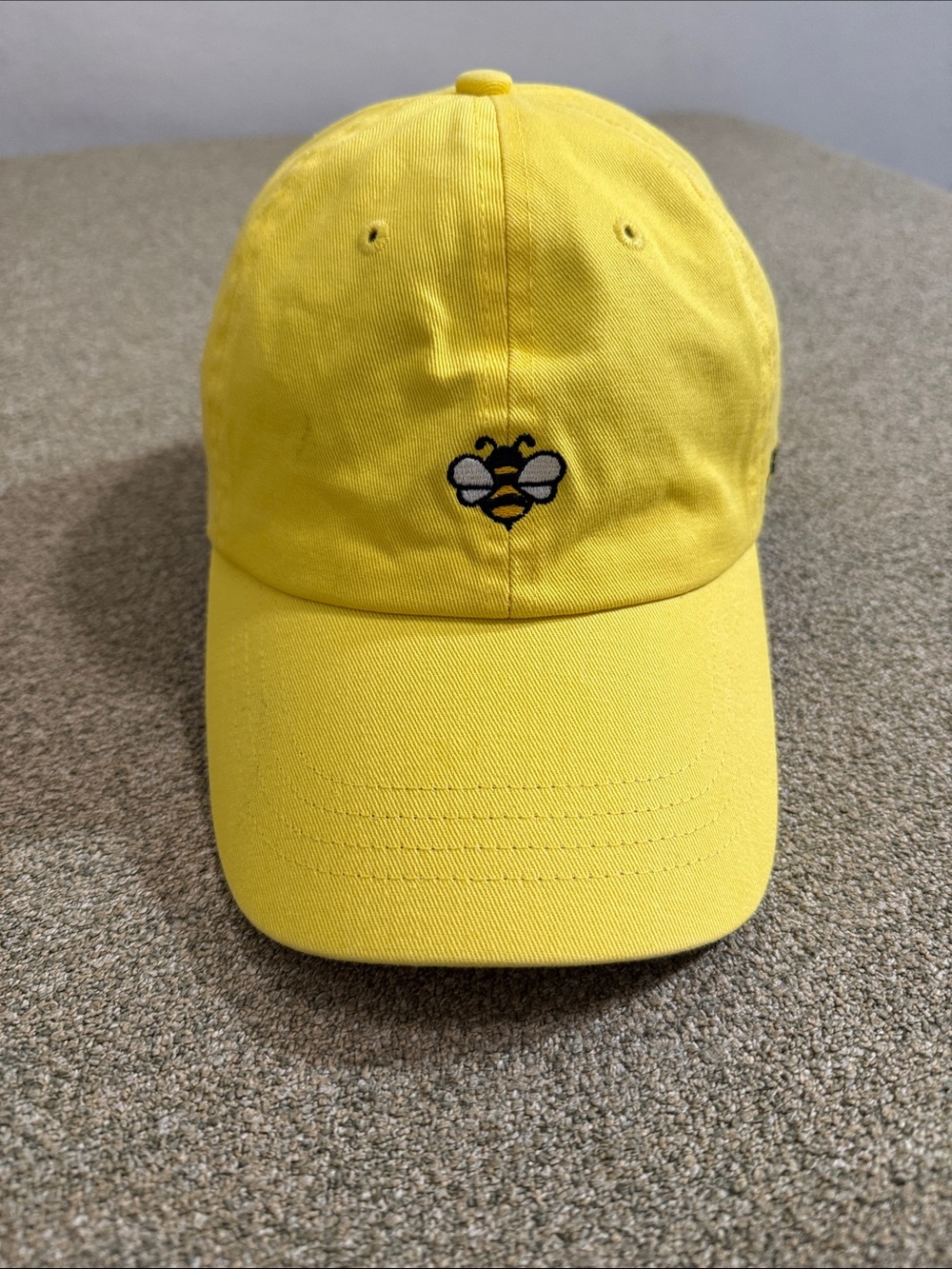 Yellow Bee Embroidered 100%Cotton Baseball Cap